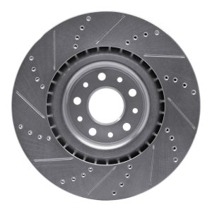 Fiat 500L Brake Rotor (1) - Front Right - R1 Concepts - Drilled & Slotted - Silver - `14-`19